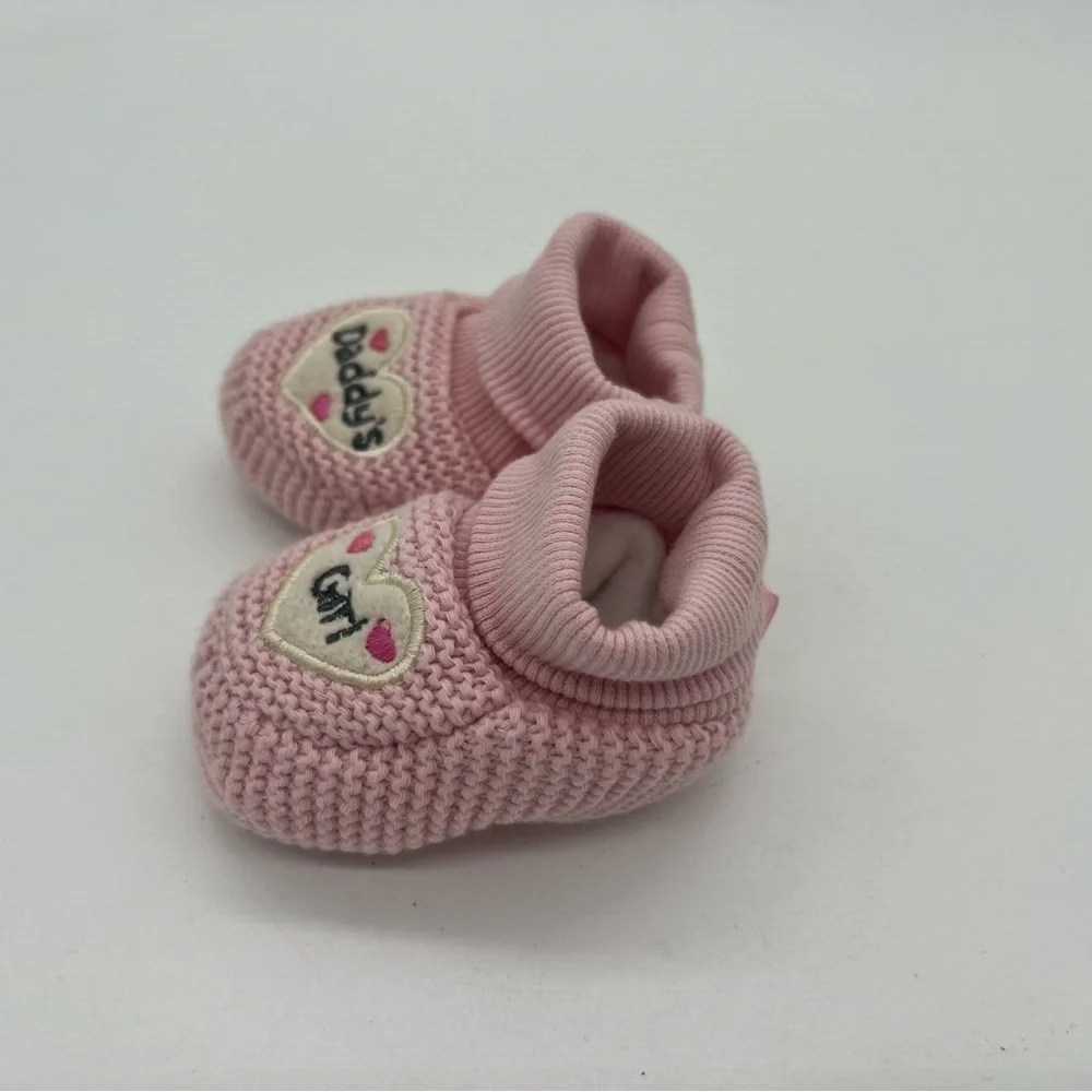 Pink Baby Girl Knit Daddy’s Girl Booties - 3/6 Months